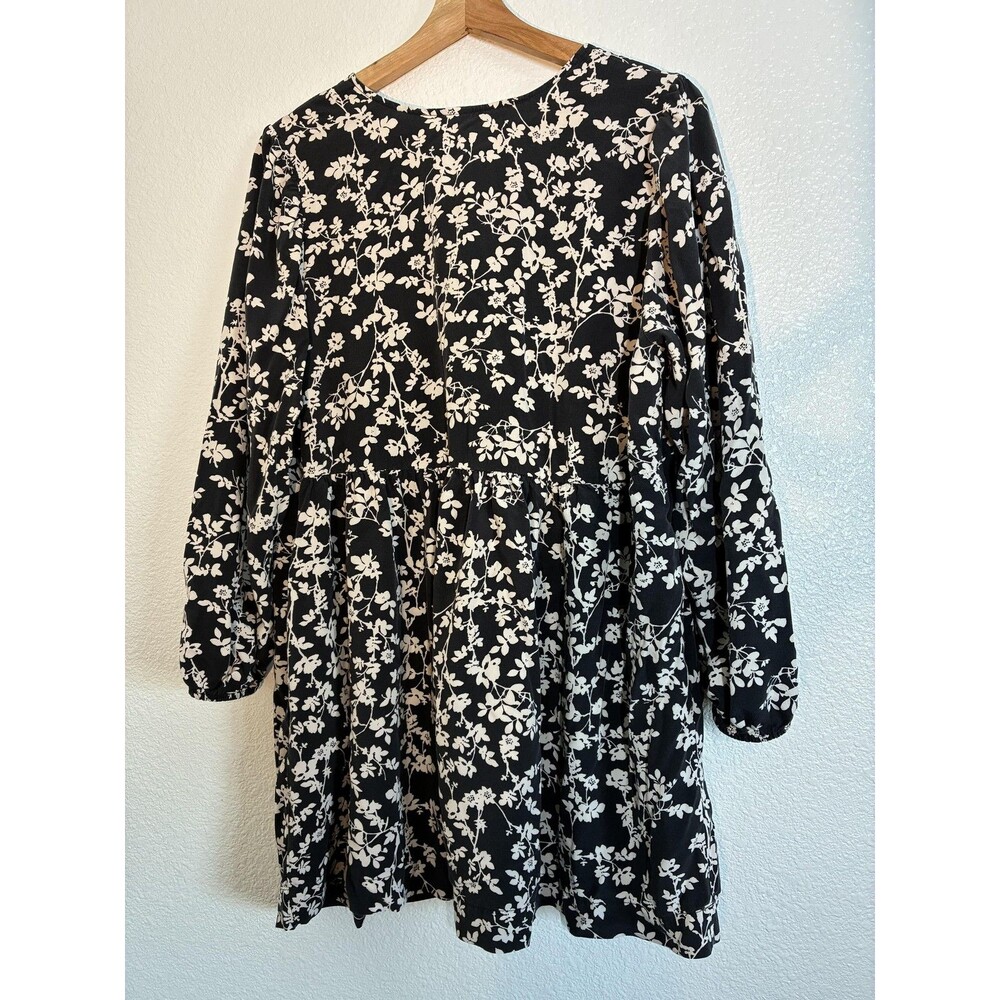 Babydoll Dress Old Navy Womens Large Black Floral V Neck Swing Trapeze - Picture 3 of 10